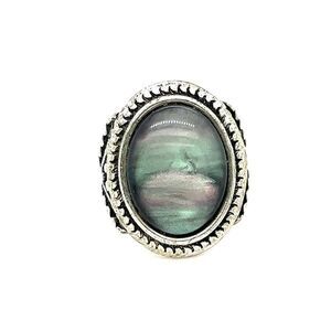 Silver Plated Oval Stone Ring